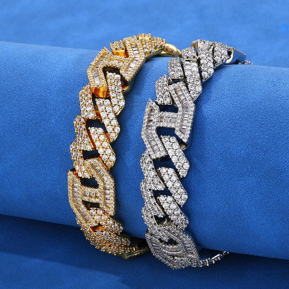 Custom 15mm Mariner Rhombus Cuban Bracelet Iced Out Jewelry | Caratix - CaratixJewelry